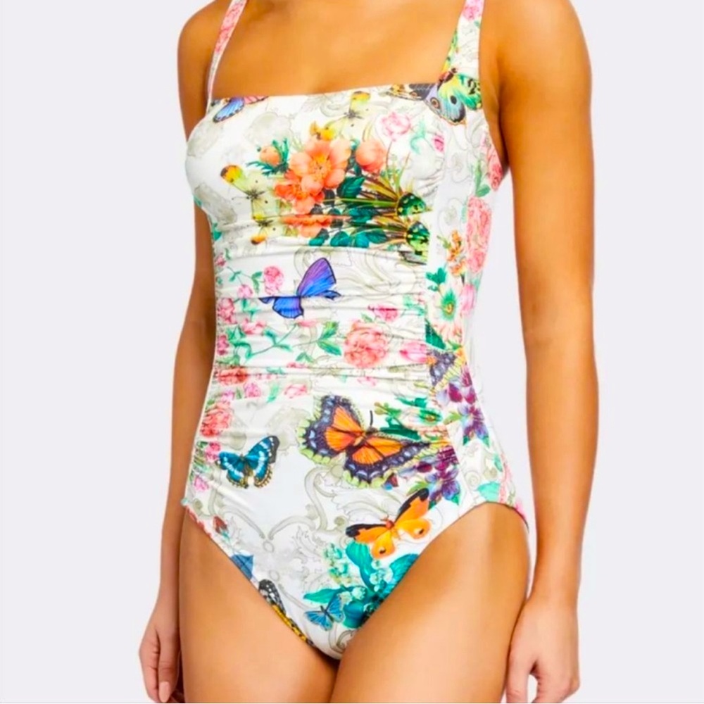 Johnny Was - Holly Butterfly Ruched One Piece Swimsuit